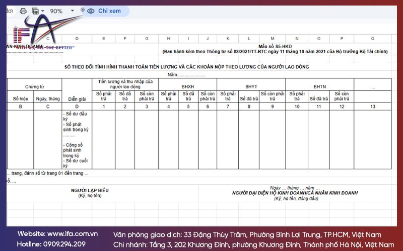 Sổ theo dõi tiền lương và các khoản trích theo lương
