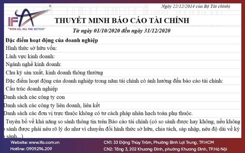 Thuyết minh báo cáo tài chính (TMBCTC)