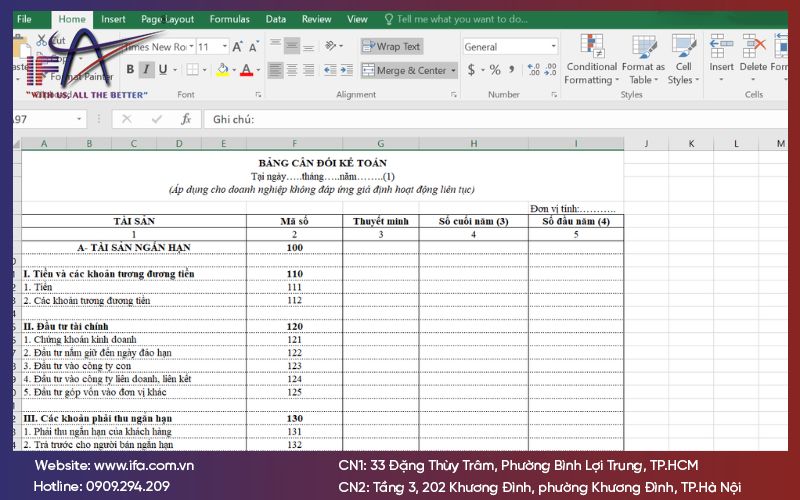 Lập bảng cân đối kế toán