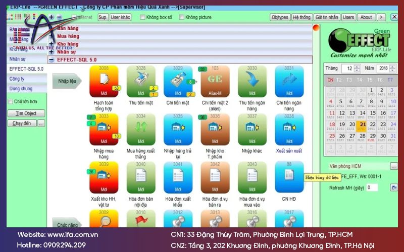 Các tính năng của phần mềm kế toán Effect
