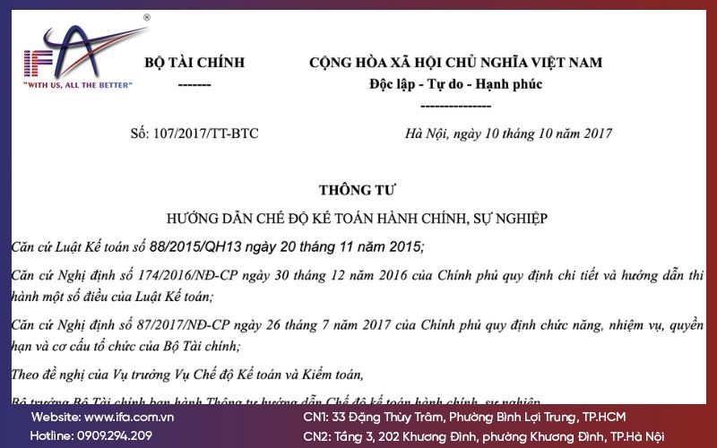 Thông tin chung về Thông tư 107/2017/TT-BTC